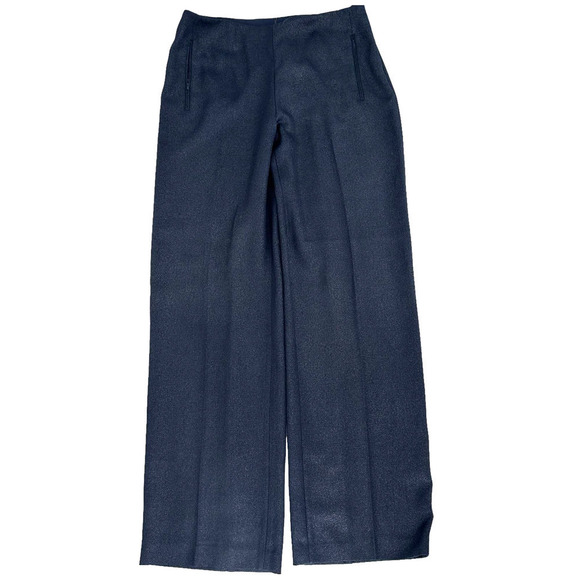 Elie Tahari wide leg shimmer knit woven slacks smokey blue elastic waist size 12 - Picture 1 of 16